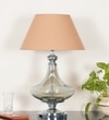 Delicea Smoke Glass And Chrome Finish Metal Table Lamp With Beige Cotton Shade