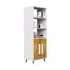 Hexa Engineered Wood Bookshelf Multipurpose Storage Rack in Frosty White and Giant Wood Colour