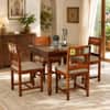 Rangrez Sheesham Wood 4 Seater Dining Set in Honey Oak Finish with Cushioned Chairs