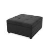 Doe Buck Tufted Storage Ottoman Bench in Mustard Grey Colour Fabric