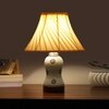 Devansh Off-White Cotton Shade Cross Pleated Lamp With Wood & Mosaic Glass Base For Decoration/Office/Home/Gifting/Study For Decoration/Office/Home/Gifting/Study