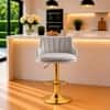 Doe Buck Oliver Adjustable Velvet Bar Stool in Grey Colour with Gold Base