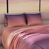 Stoa Paris Satin Bedsheets for Super King Size Bed with 2 Pillow Covers heets for Peach Twilight