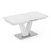 Caribu 6 to 8 Extendable Dining Table  in White marble Finish with set 0f 8 Casey Swivel Dining Chair in Dual Tone
