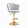 Doe Buck Luxury Grey Velvet Adjustable Bar Stool Chair with Gold Hydraulic Base