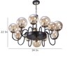 Eliante Chandelier, Champaign Glass Shades, 13-Light, Mild Steel, Modern Ceiling Light Fixture