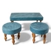 Bestone Sheesham Wood Accent Bench Set (Blue Jacquard Work Fabric Teak Finish)