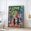 The Castle Decor Love You Graffiti Wall Art Framed Painting 20x30 Inch