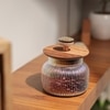 Ireka Homes Bubble Glass Canister with Airtight Wooden Lid – Food Storage (5 x 5.5 in)