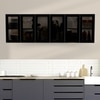 Aluminium Black Profile 6 Grey Tinted Glass Handless Shutters Wall Cabinet In Highland Pine Finish