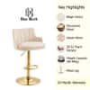 Doe Buck Oliver Adjustable Velvet Bar Stool in Beige Colour with Gold Base