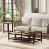 Sera Rectangular Marble and Square Solid Wood Nested Coffee Table with Square Marble Side Table in Walnut Finish