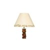 Landis Beige Cotton Shade Table Lamp with Solid Wood Base