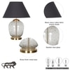 SECRET Water Droplets On Glass and Brass Finish Metal Large  Table Lamp With Black Cotton Shade