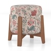 Nicole Stool In Amber Walnut Finish With Calico Print Colour