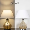 INGRAM Smoke Glass and Metal Table Lamp With White Cotton Shade