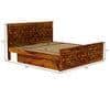 Moglis Solid Wood Queen  Size Bed With Drawer Storage Bed In Honey Oak Finish