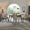 Bicasso Solid Wood Dining Table with Six Chairs in Grey Colour