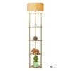Devan Metal Multiutility Shelf Floor Lamp With Off White Cotton Shade