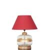 VARELLO Clear Glass Table Lamp with Gold Accent and Wood Base Maroon Shade