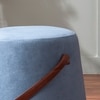 Hoist Collection Light Blue Pouf With Faux Leather Strap