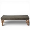 Cairo Solid Wood 2 Seater Bench In Grey Velvet Fabric