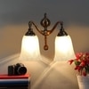 Devansh Metal Electric Wall Light in Antique gold Colour with White Shade Count of 2 Lights