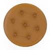 Rene Tuffed Pouffee In Mango Walnut Finish with Mustard Leatherette Colour