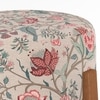 Nicole Stool In Amber Walnut Finish With Calico Print Colour