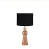 Devansh Black Cotton Table Lamp With  Wood Natural Base (7X18.25 Inches)-3