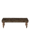 Cairo Sheesham Wood Accent 3 Seater Bench In Green Sparkle Velvet