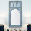 Nora Wood Carved Mirror Frame in Distressed Blue