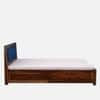 Melba Solid Sheesham Wood  King Size Hydrolic Storage Upholstered  Bed In Provincial Teak Finish