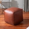 Cube Collection Tan Faux Leather Pouf Ottoman