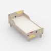 Minimalist Kids Toddler Bed in Oak and Multicolor