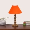 Devansh Orange Cotton Table Lamp With  Wood Natural Base -(10X10X16) Inches)-30