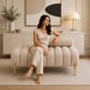 Doe Buck Luxury Boucle Accent Lounge Chair in Beige Colour with Gold Metal Legs