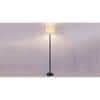 Flora White Natural Fiber Floor Lamp with Black Iron Base