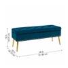 Doe Buck Velvet Tufted Storage Bench in Teal Blue Colour with Gold Legs