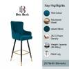 Doe Buck Nolen Upholstered Bar Stool in Teal Colour with Gold Tip Legs