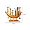Desert Art Metal Handpainted Golden Boat Pen Stand