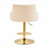 Doe Buck Oliver Adjustable Velvet Bar Stool in Beige Colour with Gold Base