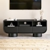 Nura Solid Wood TV Cabinet In Black Wire Brush