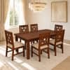 Globally Indian Eshana Solid Sheesham Wood 6 Seater Dining Table Set 6 Chairs Beige