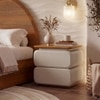 Sora Solid Wood Bedside Table In Beige with Amber Walnut Finish
