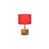Freedom Red Fabric Shade Table Lamp with Natural Wooden Base