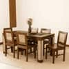 Globally Indian Sheesham Wood 6 Seater Dining Table Set With 6 Cane Backrest Solid Wood Chair