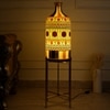 Stripe It Out Glass Shade Electric Table Lamp with Metal Base in White Colour