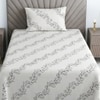 Black And White Floral 330 Tc  Cotton Flat  Single Bed Size Bedsheet With 1 Pillow Cover