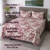 Cora Cream Floral 400 TC Cotton Flat Super King Size Bedsheet with 2 Pillow Covers – Threads